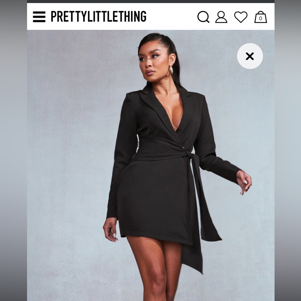 Black Wrap Detail Blazer Dress - pretty little thing